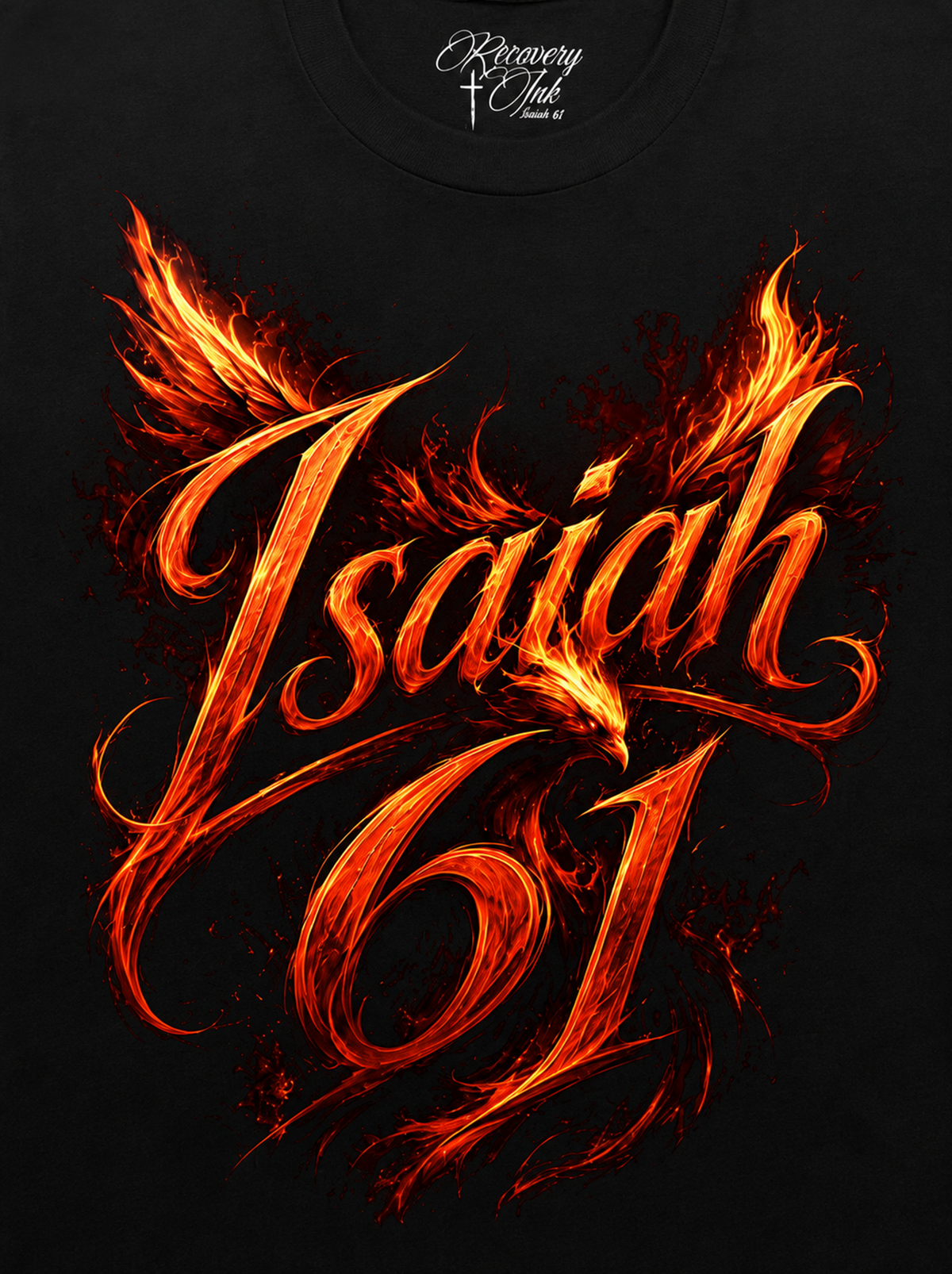 Recovery Ink™ Isaiah 61 Flame Script Premium Cotton Blend T-Shirt