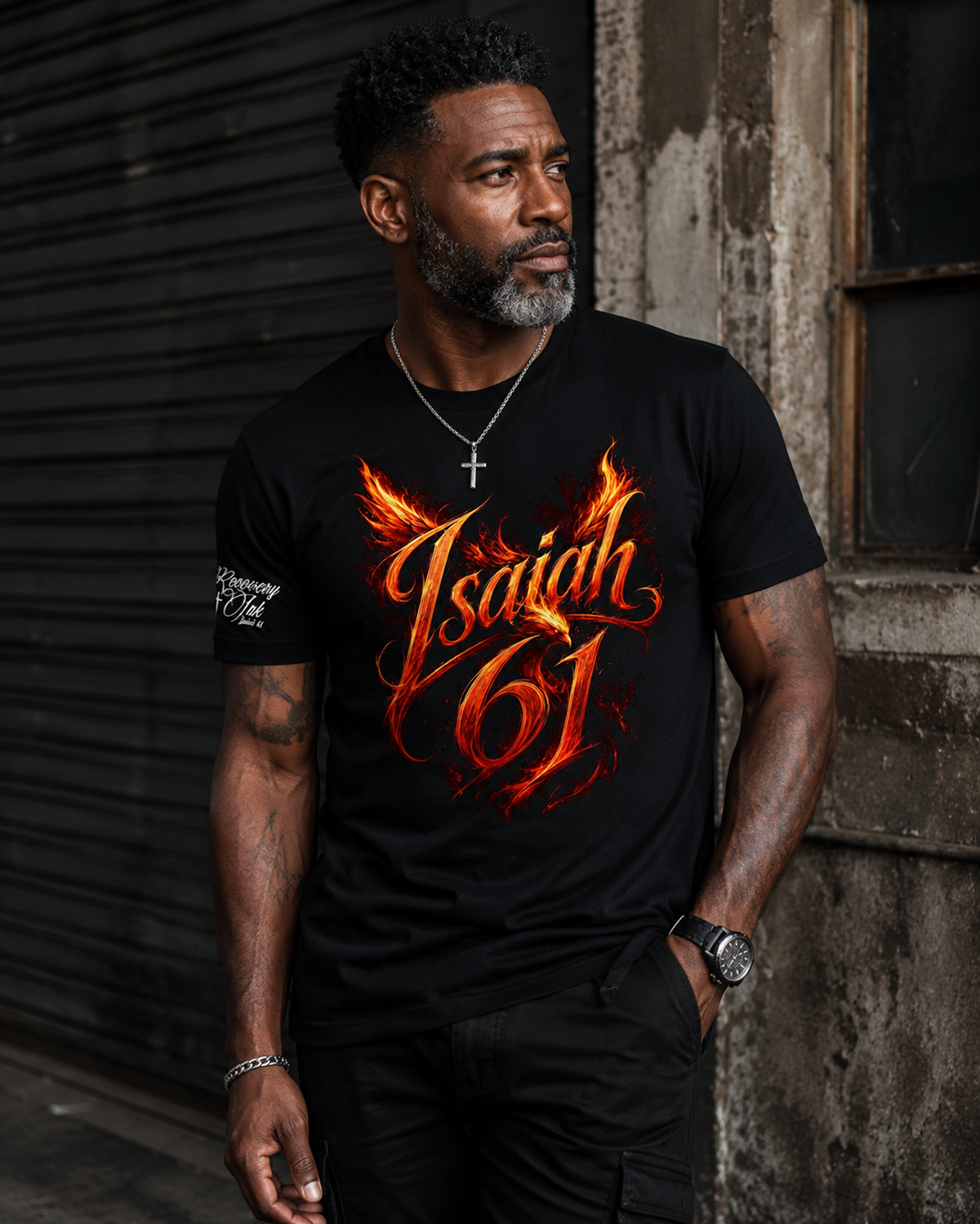Recovery Ink™ Isaiah 61 Flame Script Premium Cotton Blend T-Shirt