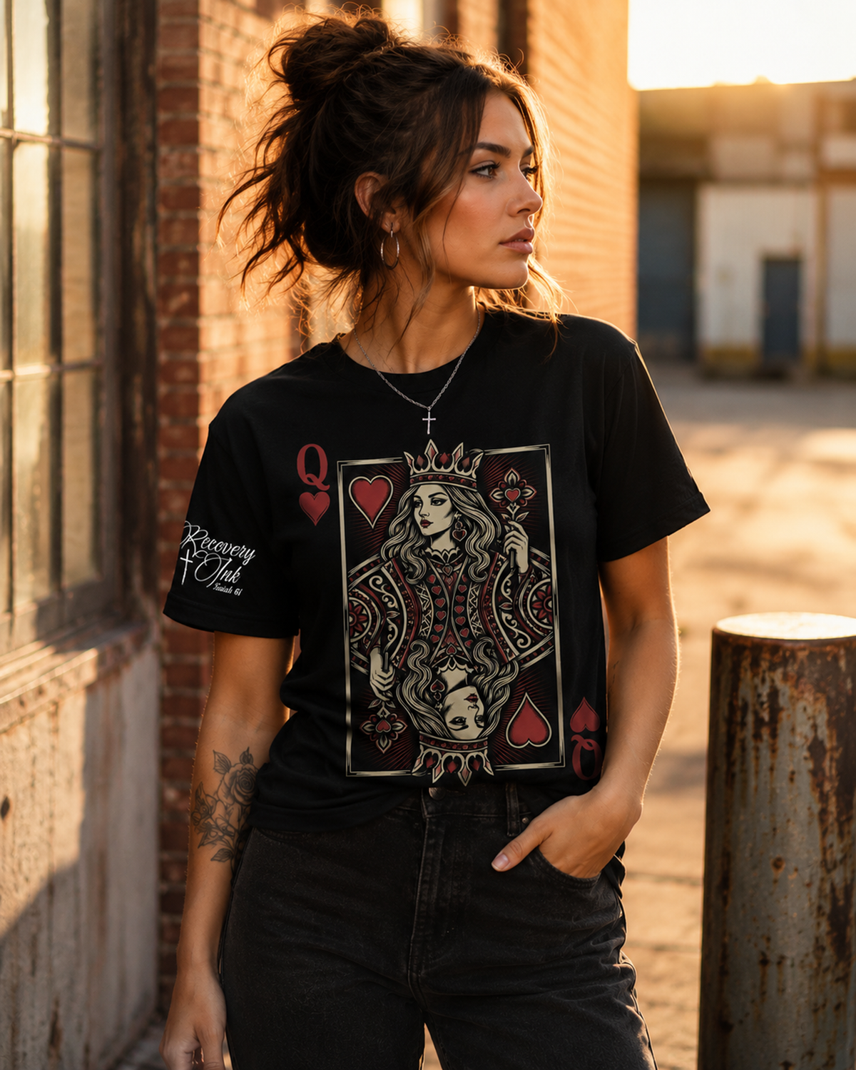 Recovery Ink™ Queen of Hearts Premium Cotton Blend T-Shirt